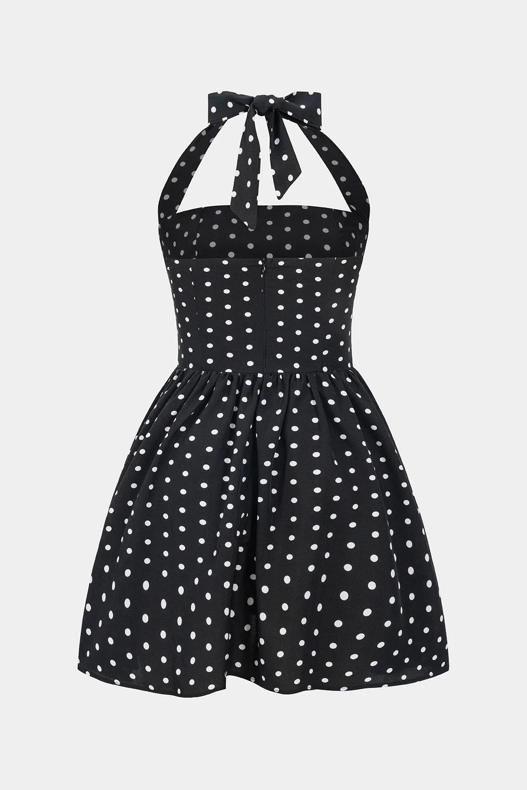 Polka Dots Print Chiffon Halter Neck Sleeveless Mini Dress sold by Micas product image thumbnail 2