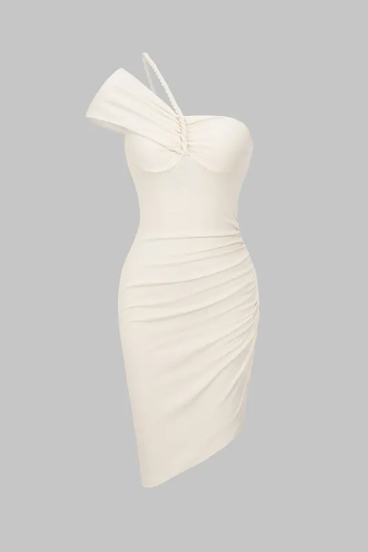 Asymmetrical Design Shoulder Midi Dress sold by Micas