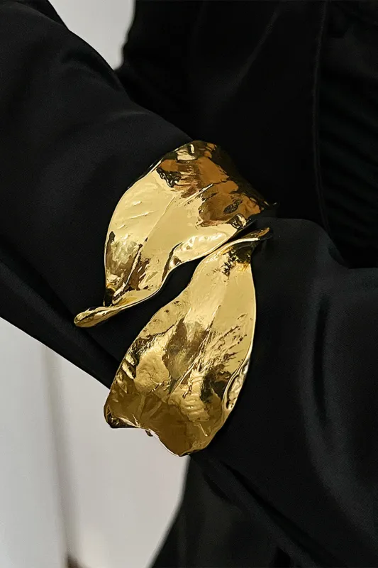 Metallic Exaggerated Irregular Leaf  Bracelet sold by Micas