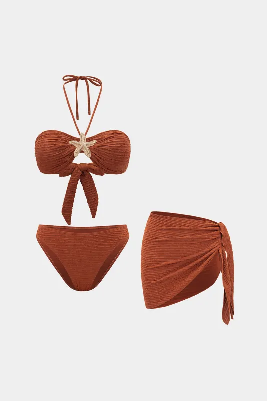 Knotted Tie-Up Metallic Bikini Set sold by Micas