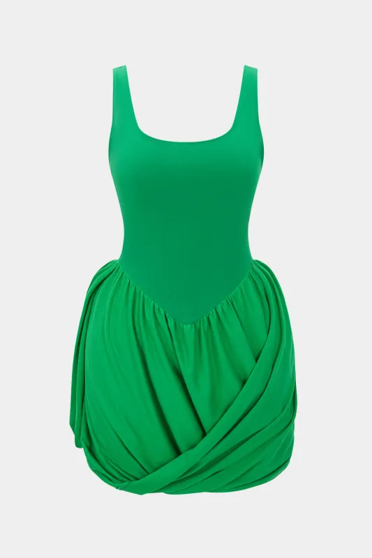 Ruched Patchwork Zipper Sleeveless Mini Dress sold by Micas