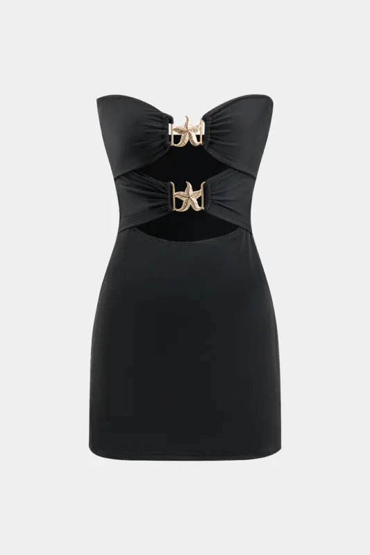 Cut Out Metallic Decor Sleeveless Mini Dress sold by Micas