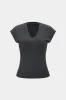 Solid Color V-neck Short-Sleeve Shirt sold by Micas