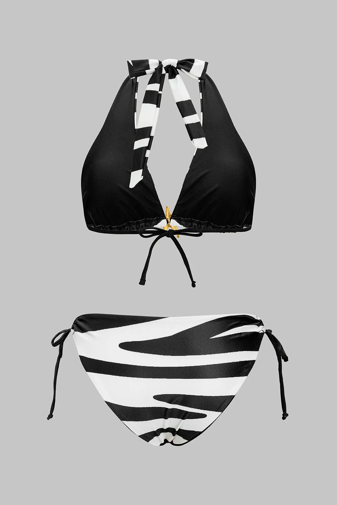 Stripes Print Metallic Decor Tie-Up Bikini Set sold by Micas product image thumbnail 2