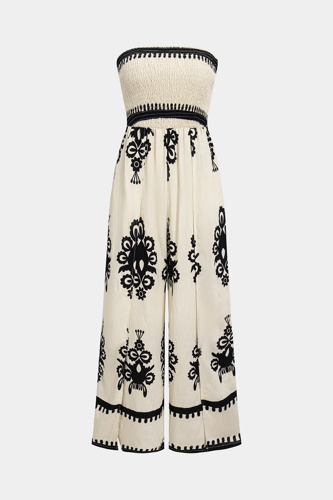 Retro Print Sleeveless Wide Leg Jumpsuit sold by Micas