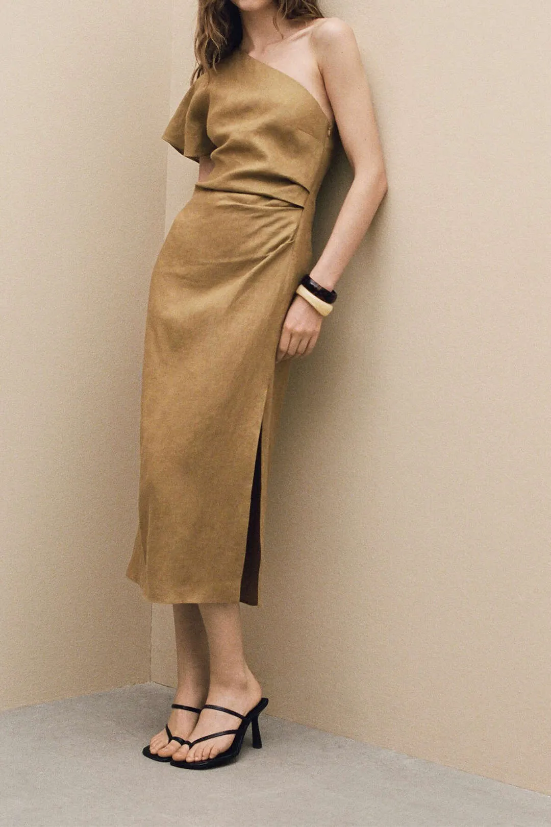 One Shoulder Side Slit Midi Dress sold by Micas