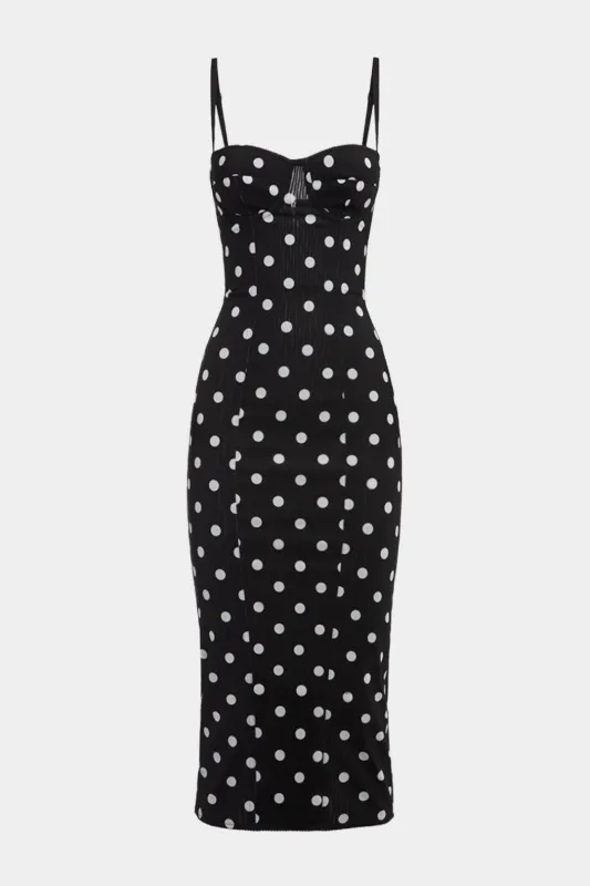Polka Dots Print Sleeveless Slip Midi Dress sold by Micas