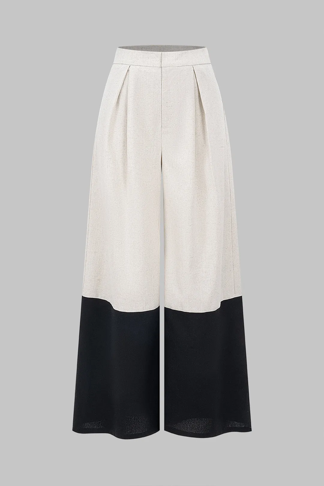 Linen High Waist Patchwork Wide Leg Trousers sold by Micas product image thumbnail 5