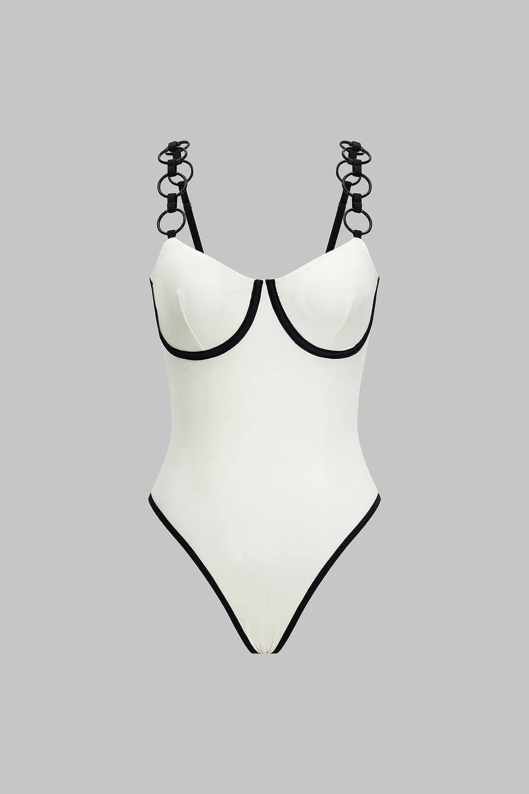 Contrast Piping One-Piece Swimsuit sold by Micas
