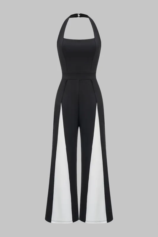 Halter Backless Contrast Sleeveless Jumpsuit sold by Micas