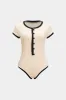Knit Button Short Sleeve Bodysuit sold by Micas