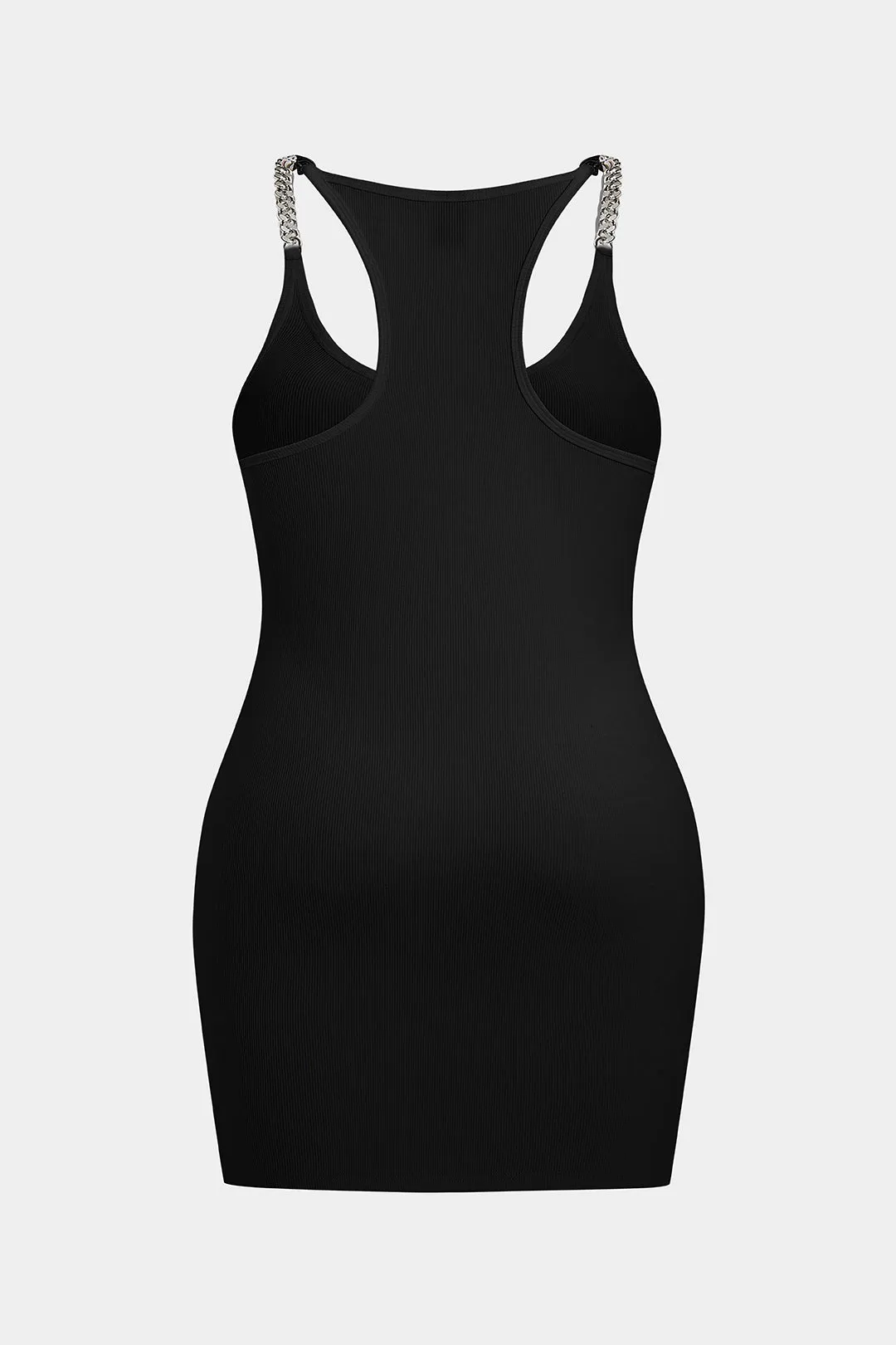 Plus Size Metallic Chain Patchwork Round Neck Sleeveless Mini Dress sold by Micas product image thumbnail 2