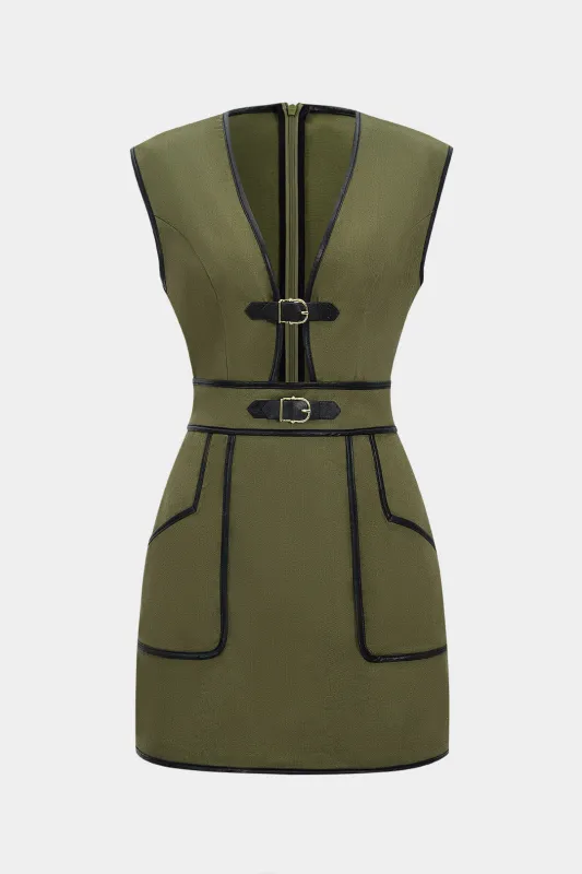 Patchwork Metallic V-Neck Sleeveless Mini Dress sold by Micas