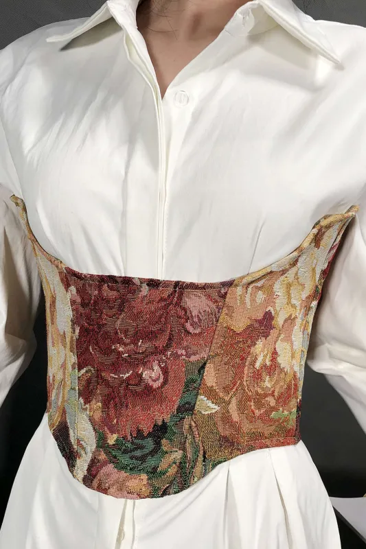 Jacquard Buckle Corset sold by Micas