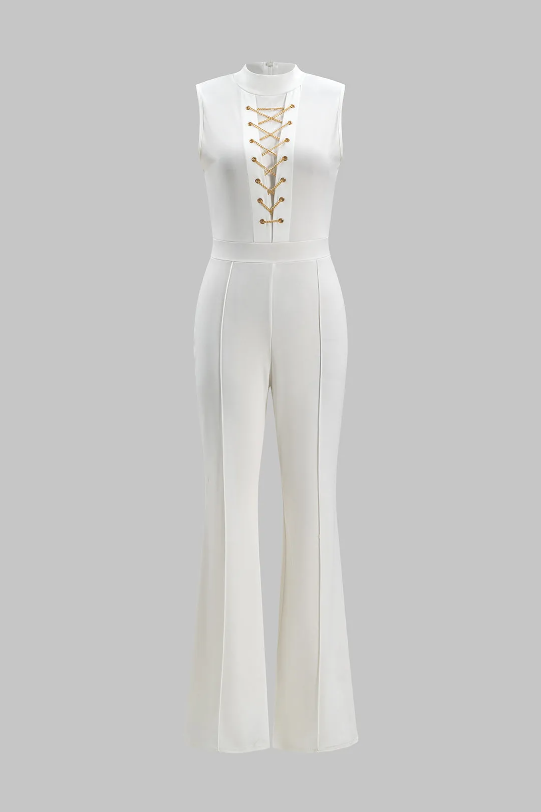 Metallic Chain Decor Wide Leg Sleeveless Jumpsuit sold by Micas