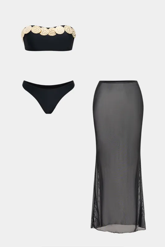 Mesh Sequin Metallic Decor Bikini Set sold by Micas