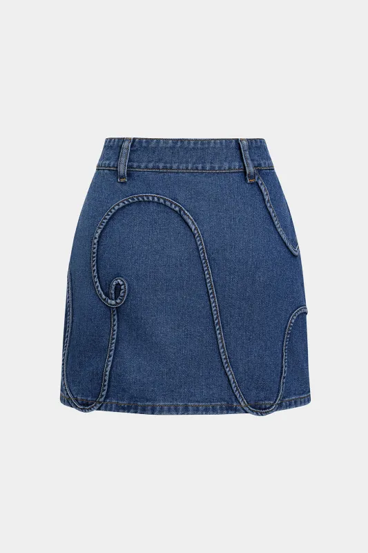 Denim Zipper Asymmetrical Skirt sold by Micas