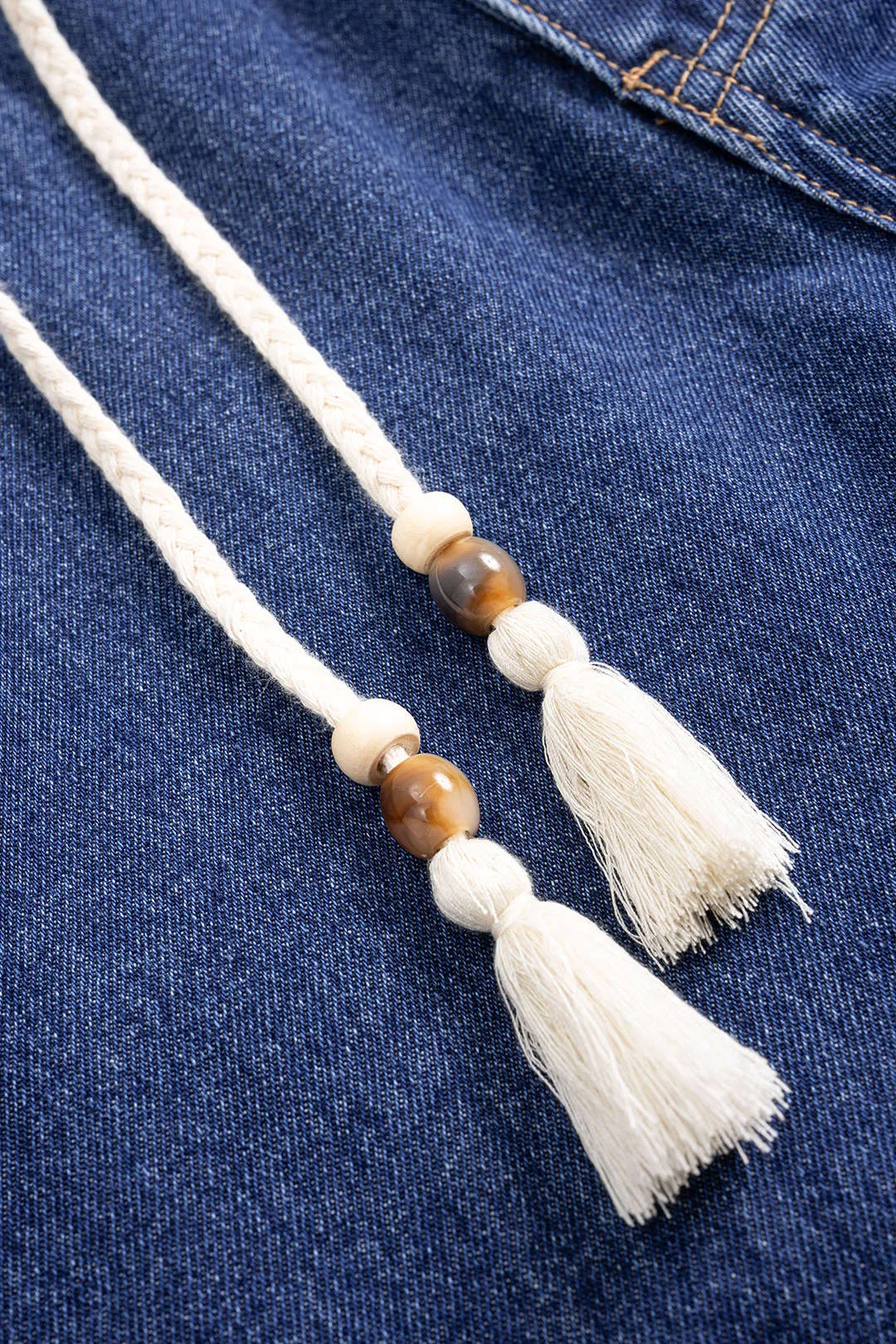 Denim Belted Washed Patchwork Wide Leg Jeans sold by Micas product image thumbnail 3