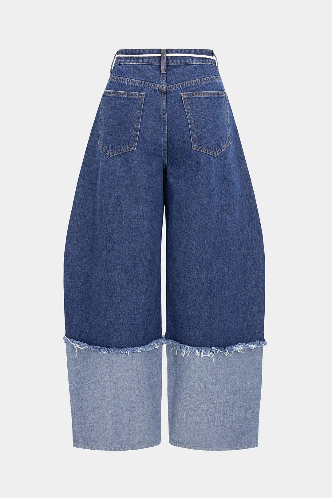 Denim Belted Washed Patchwork Wide Leg Jeans sold by Micas product image thumbnail 2