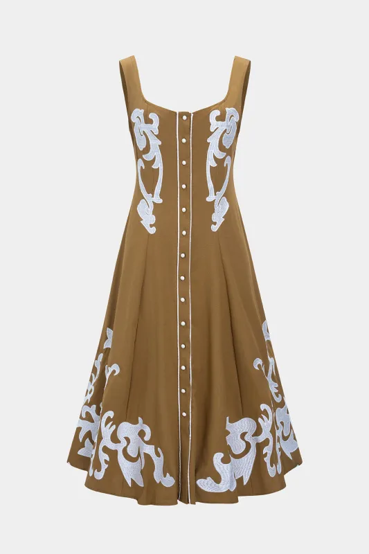 Pop Art Print Embroidery Sleeveless Tank Midi Dress sold by Micas