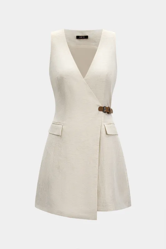V-Neck Asymmetrical Sleeveless Mini Dress sold by Micas
