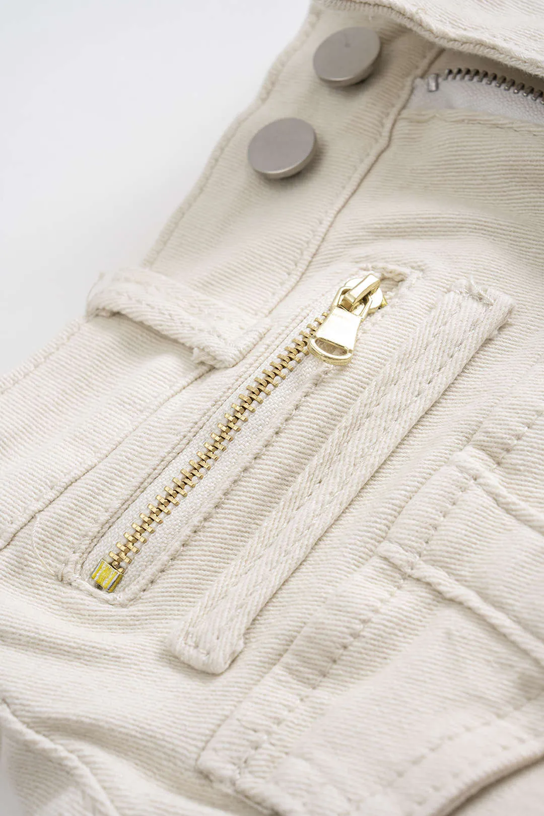 Denim Asymmetrical Zipper Pocket High Waist Shorts sold by Micas product image thumbnail 3