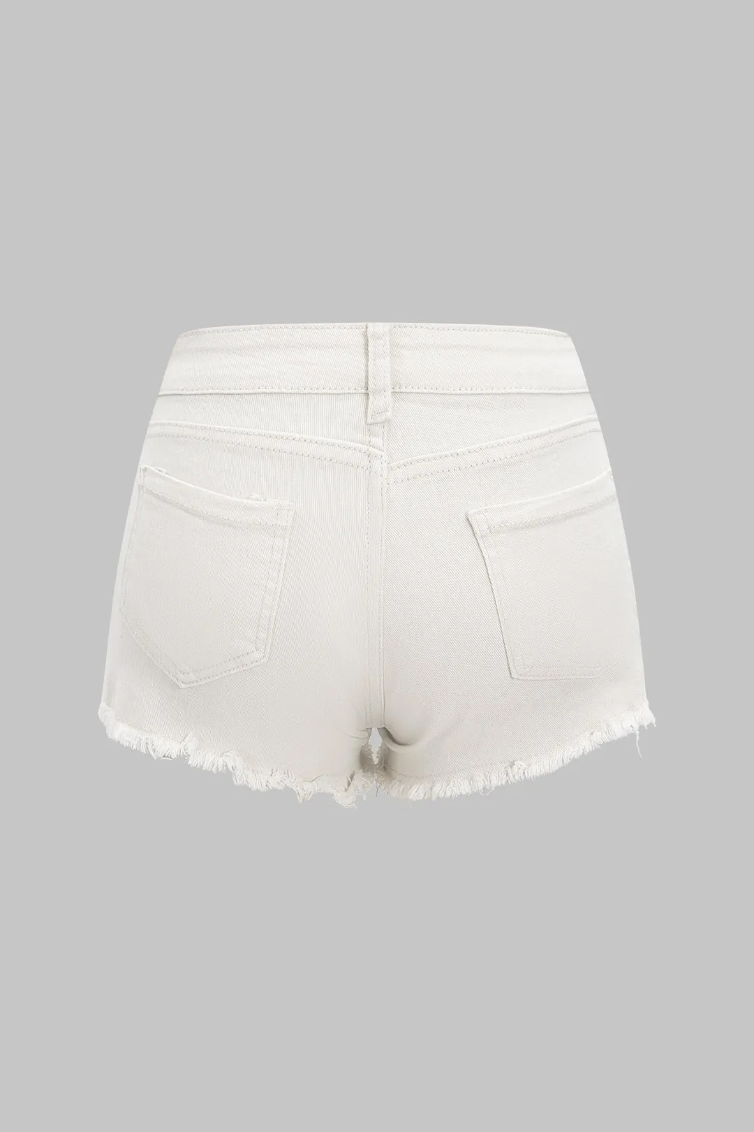 Denim Asymmetrical Zipper Pocket High Waist Shorts sold by Micas product image thumbnail 2