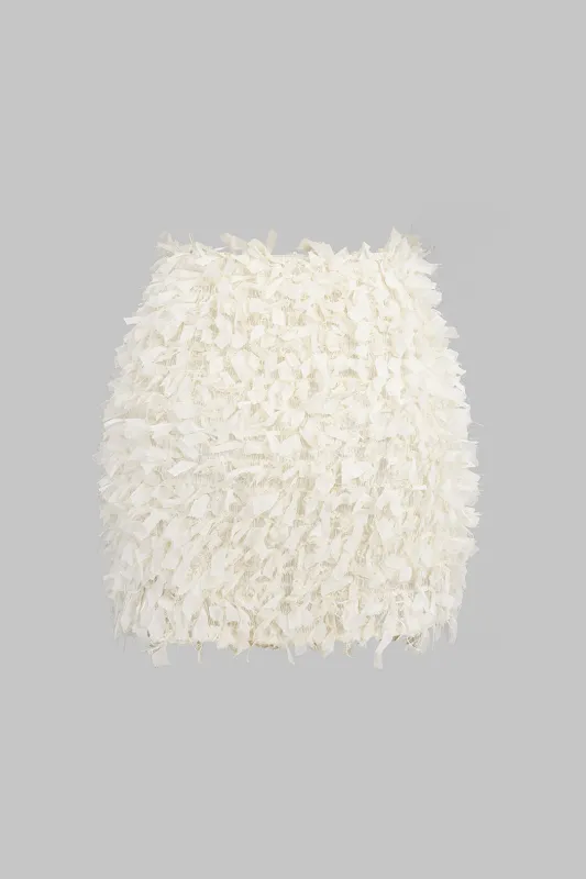 Fringe Detail Shirred Skirt sold by Micas