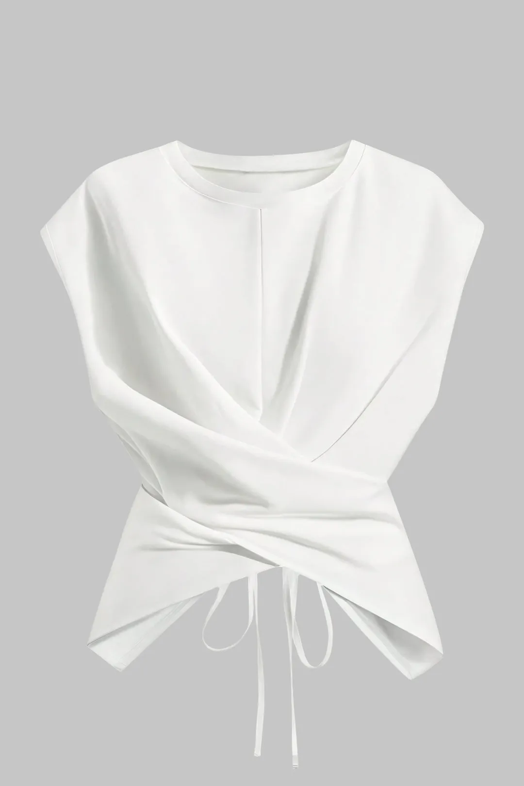 Plus Size Round Neck Short Sleeve Tie T-Shirt sold by Micas