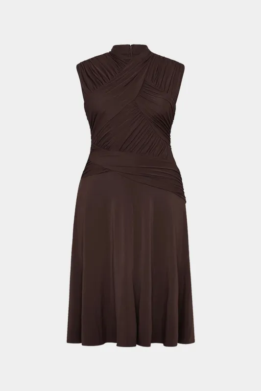 Plus Size Ruched Zipper Sleeveless Midi Dress sold by Micas