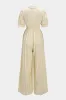 Knotted Pleated Tie-Front Short Sleeve Jumpsuit sold by Micas