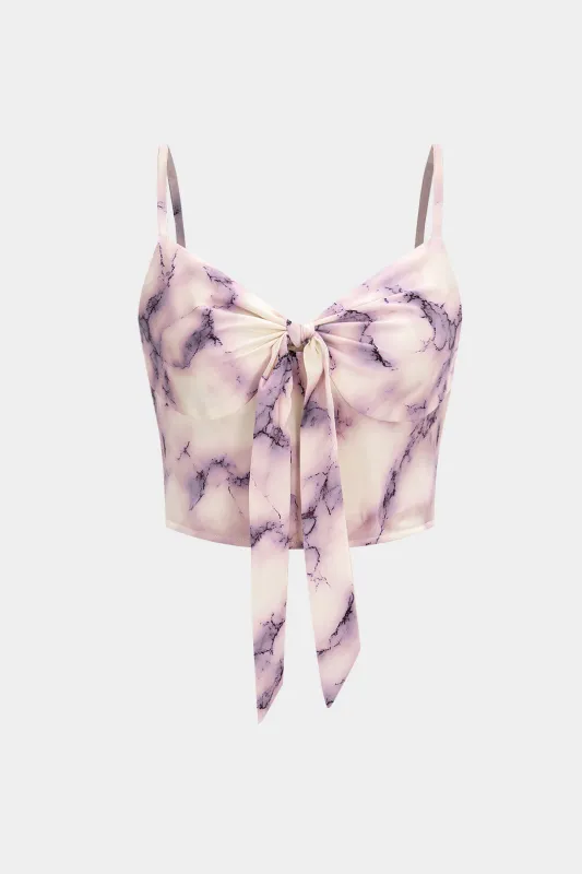 Abstract Print Zipper Tie Front Cami Top sold by Micas