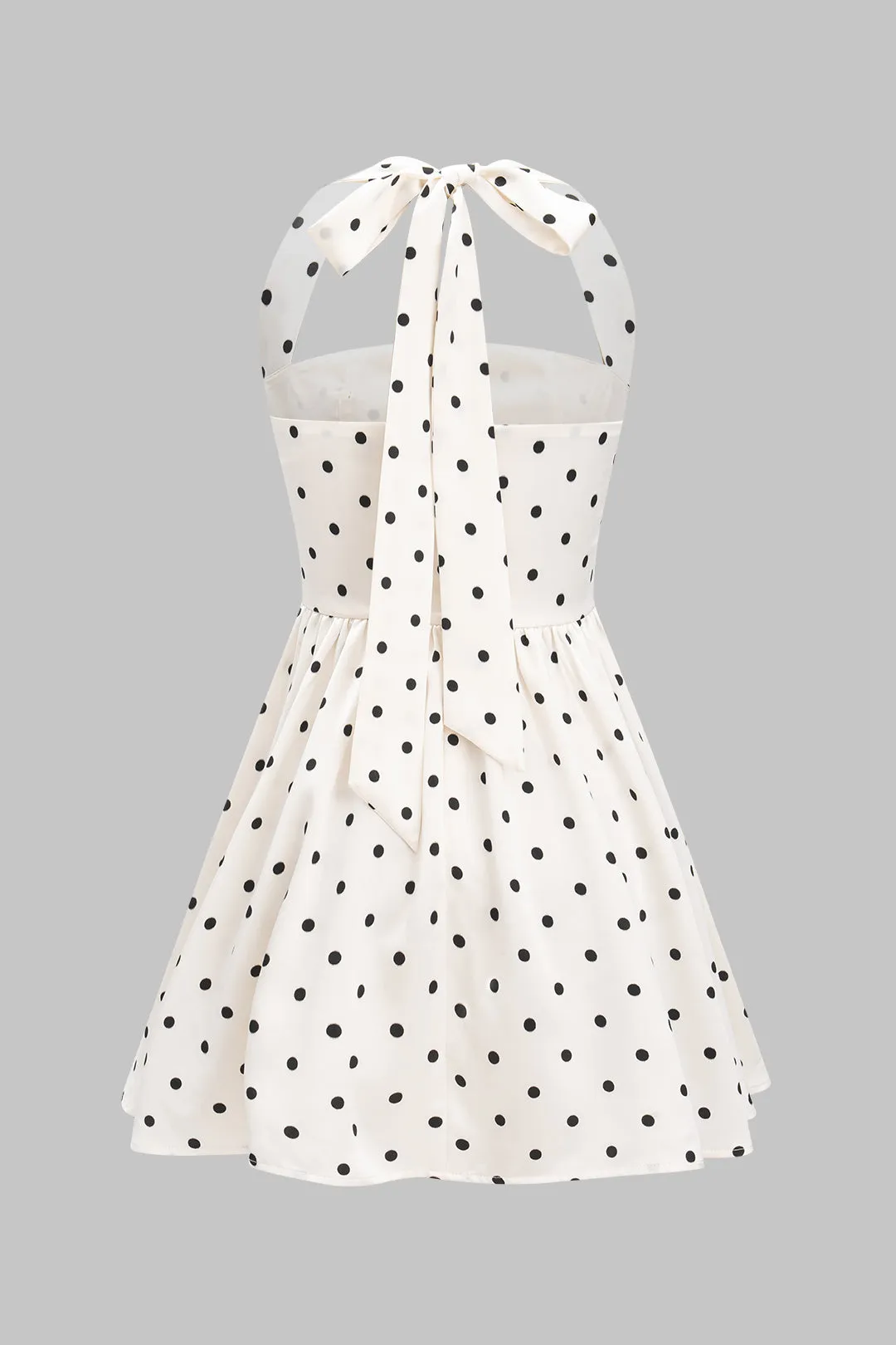 Polka Dots Print Tie Back Halter Neck Backless Sleeveless Mini Dress sold by Micas product image thumbnail 2