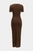 Cut Out Ruched Short Sleeve Maxi Dress sold by Micas