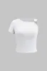 Asymmetrical Metallic Twist Knot Short Sleeve T-Shirt sold by Micas