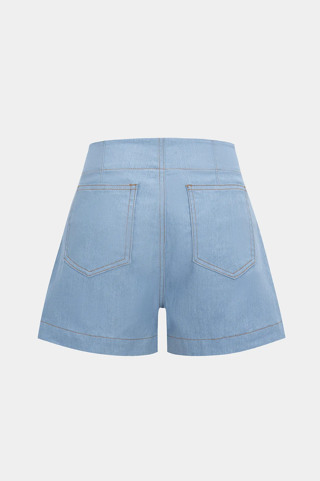 Denim Stitching Detail Zipper Wide Leg Shorts sold by Micas product image thumbnail 2
