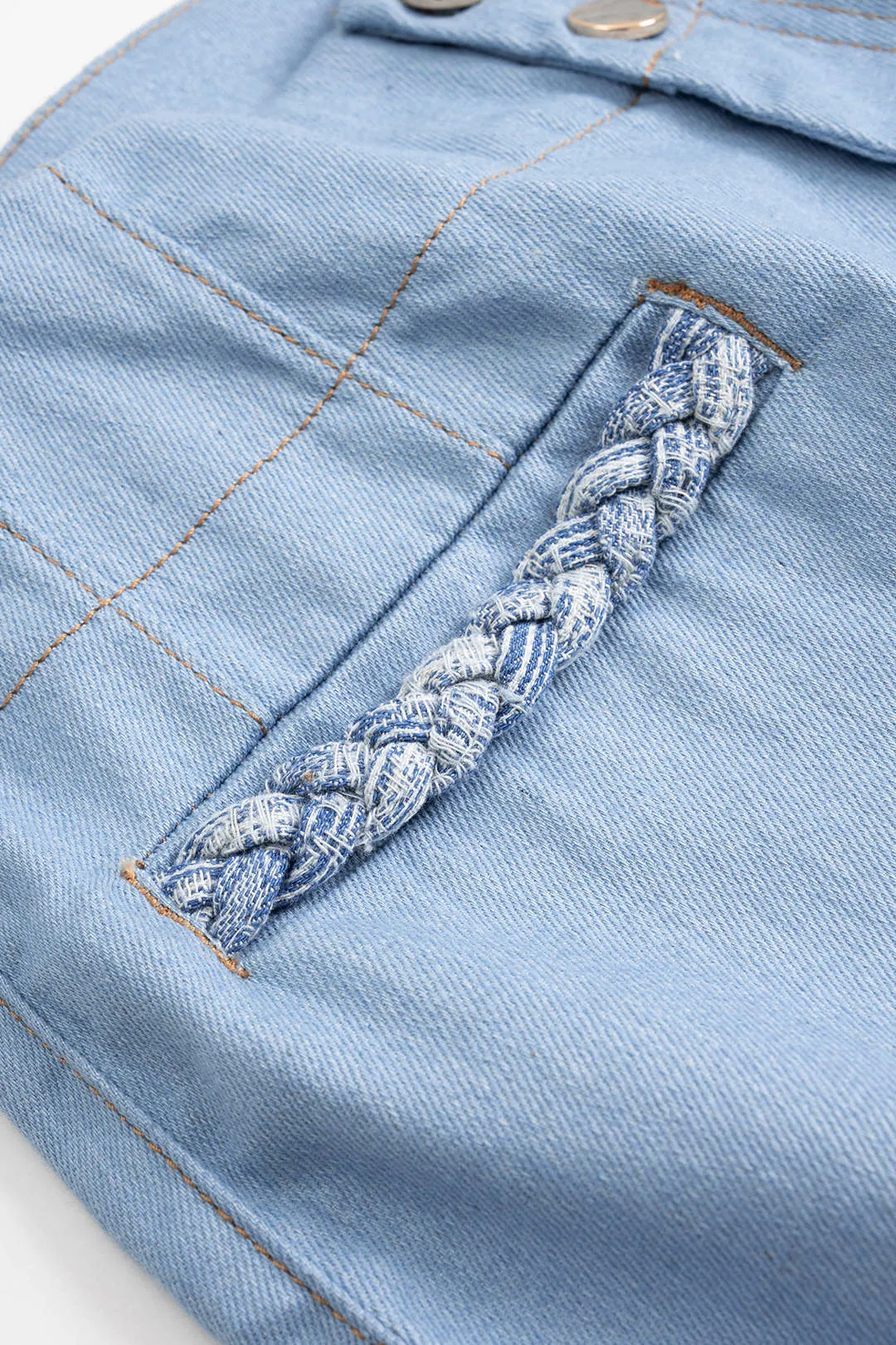 Denim Stitching Detail Zipper Wide Leg Shorts sold by Micas product image thumbnail 3