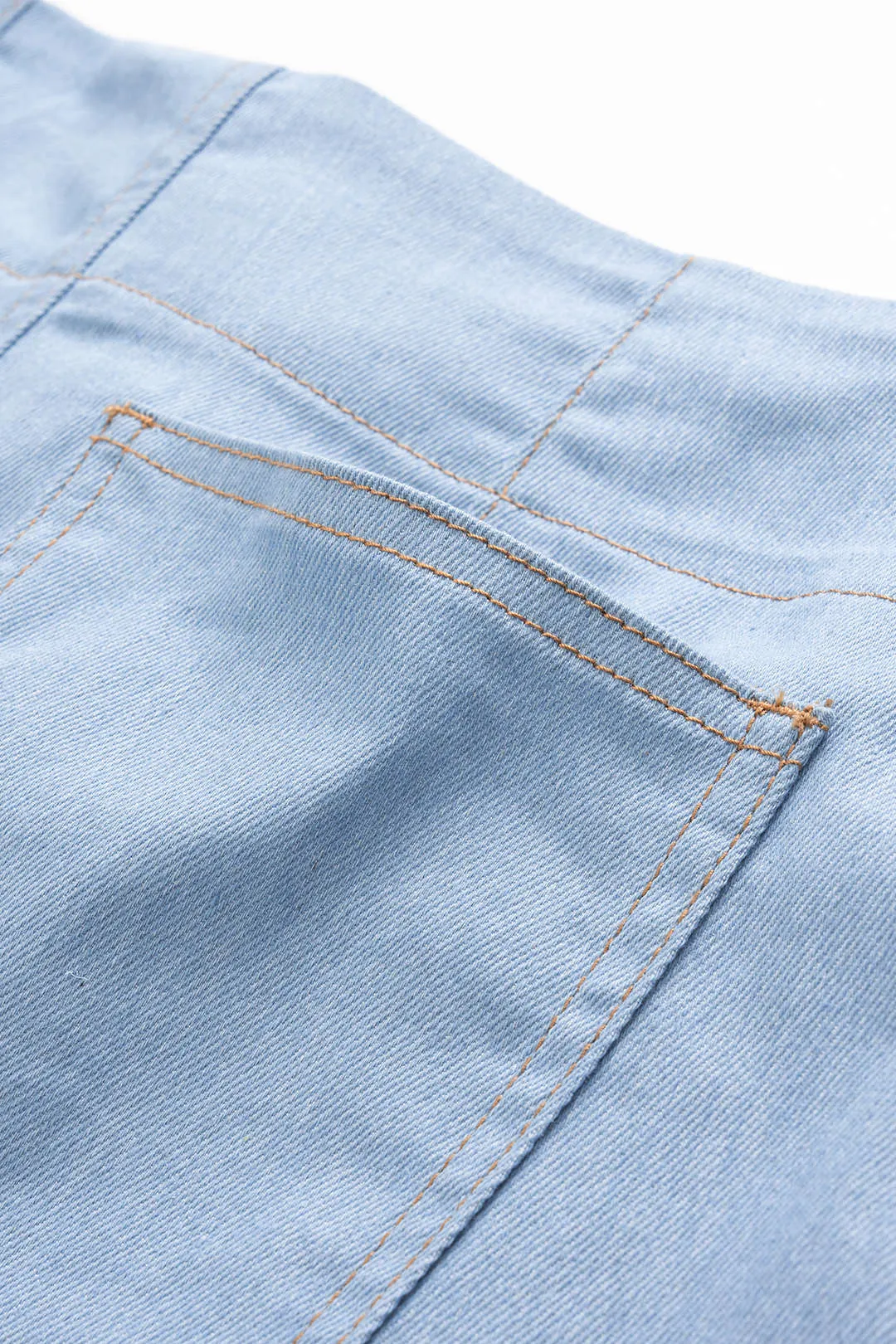 Denim Stitching Detail Zipper Wide Leg Shorts sold by Micas product image thumbnail 4