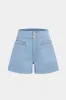 Denim Stitching Detail Zipper Wide Leg Shorts sold by Micas