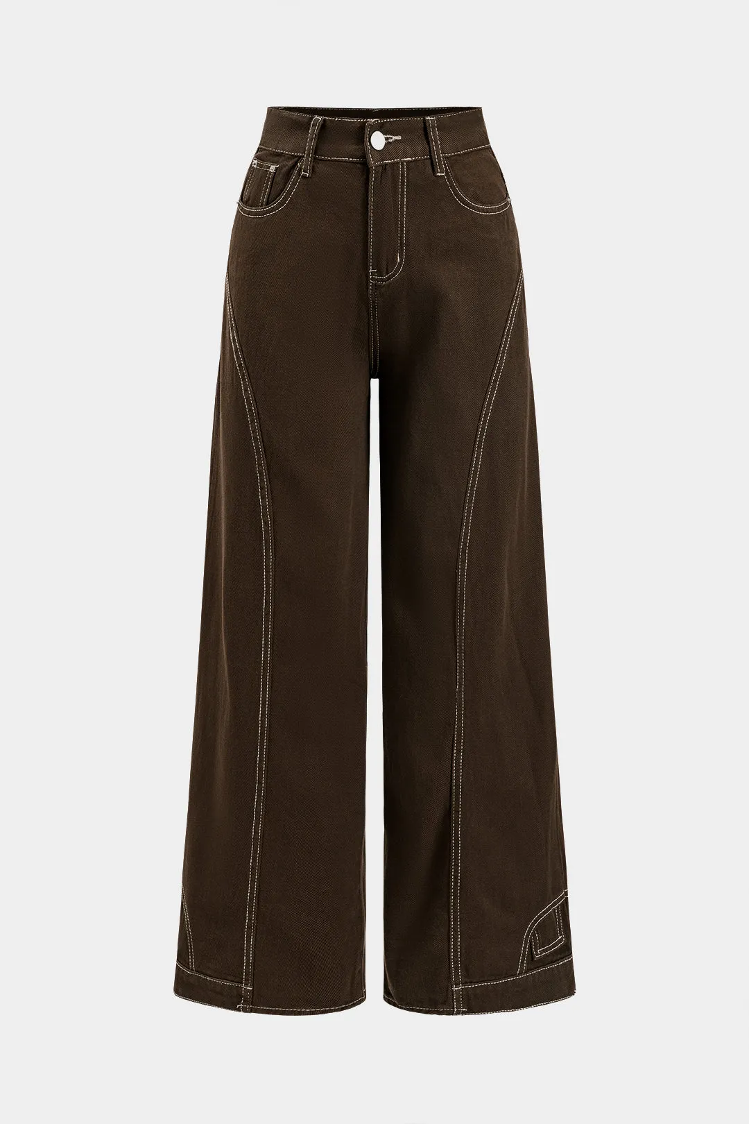 Denim Seamdetail High Waist Straight Leg Jeans sold by Micas