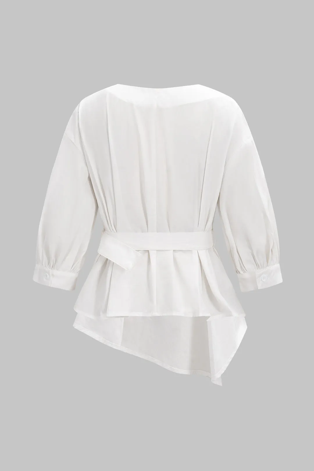 Solid Button Decor Belted Shirt sold by Micas product image thumbnail 2