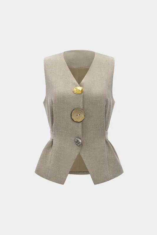 Metallic Decor Tie-Front Vest sold by Micas