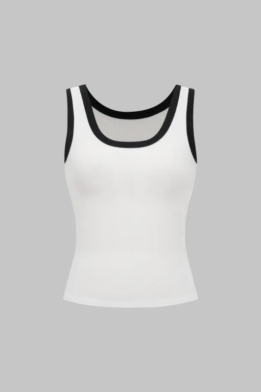Contrast U-Neck Tank Top sold by Micas