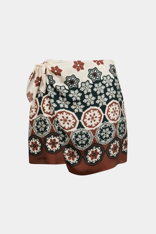 Geometric Contrast Print  Tie-Up Skirt sold by Micas
