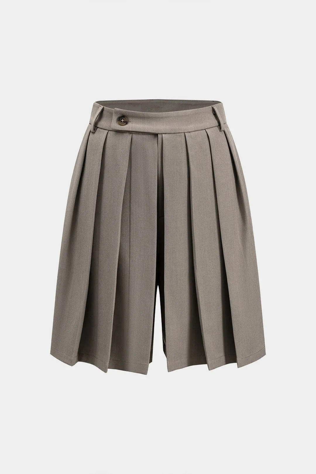 Solid Asymmetrical Pleated Shorts sold by Micas
