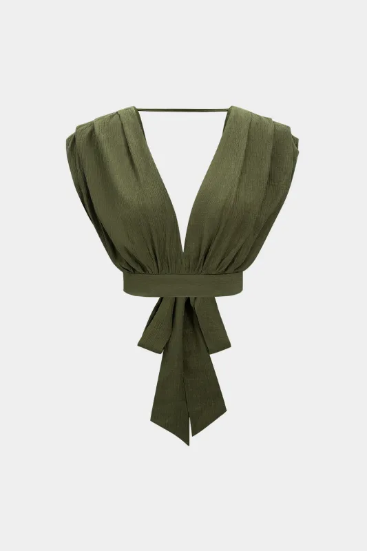 V-Neck Tie-Back Backless Tank Top sold by Micas