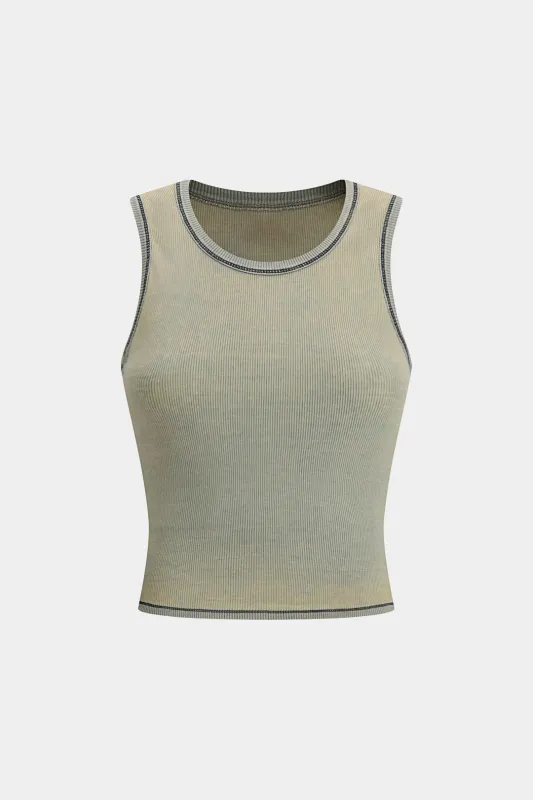 Basic Solid Washed Tank Top sold by Micas