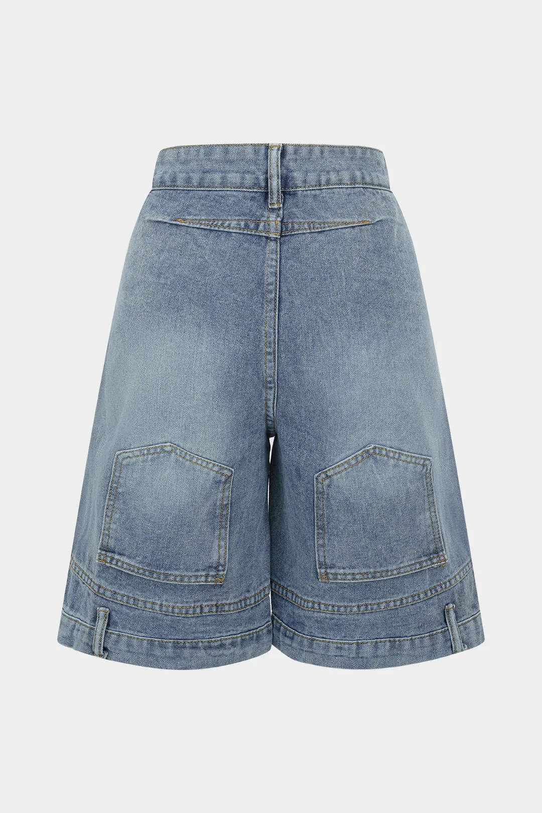 Denim Zipper Rhinestone Trim Pocket Shorts sold by Micas product image thumbnail 2