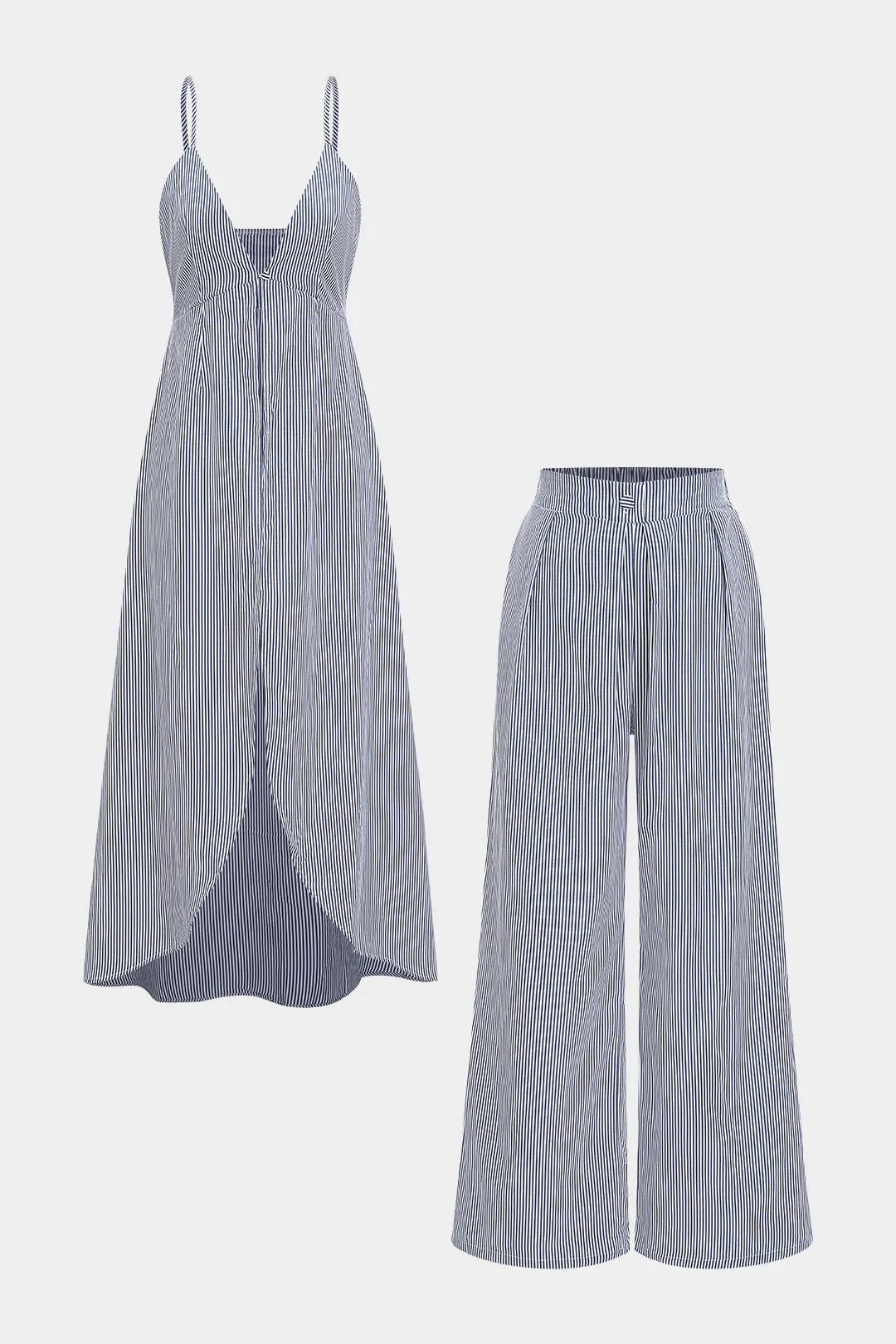 Stripes Print High Slits ærmeløse bukser sæt sold by Micas