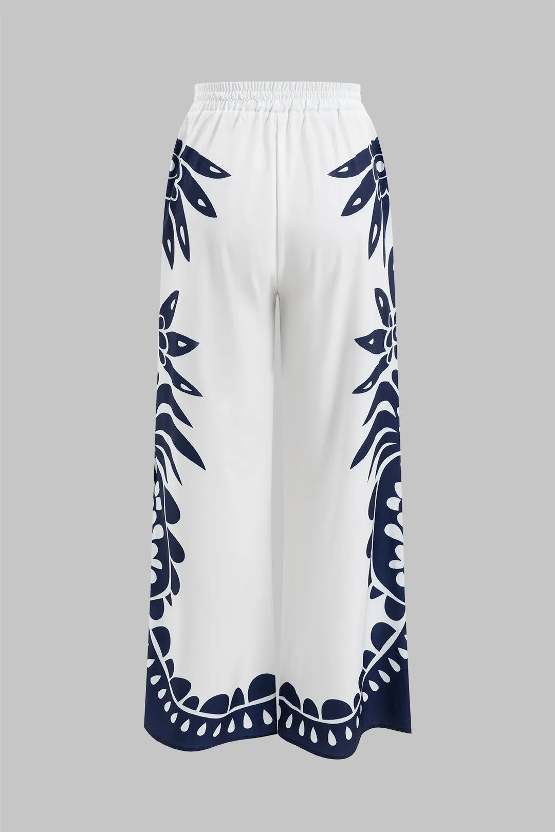 Kontrastprint kortærmet tank top og bindede brede benbukser sæt sold by Micas product image thumbnail 5